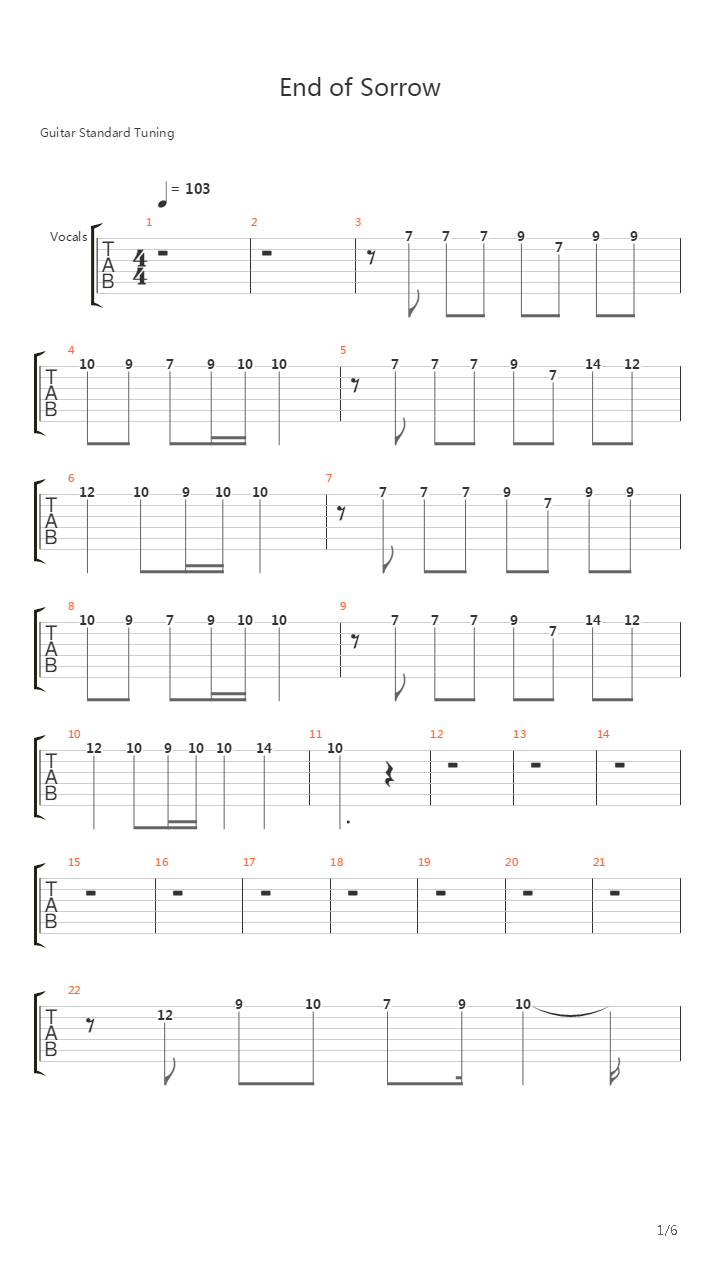 End Of Sorrow吉他谱