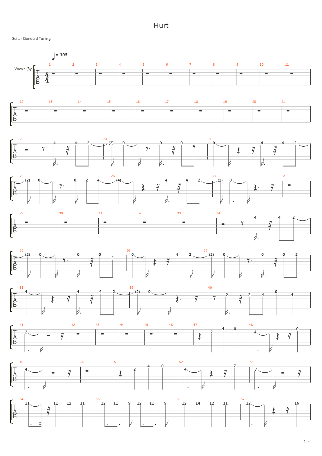 Hurt吉他谱