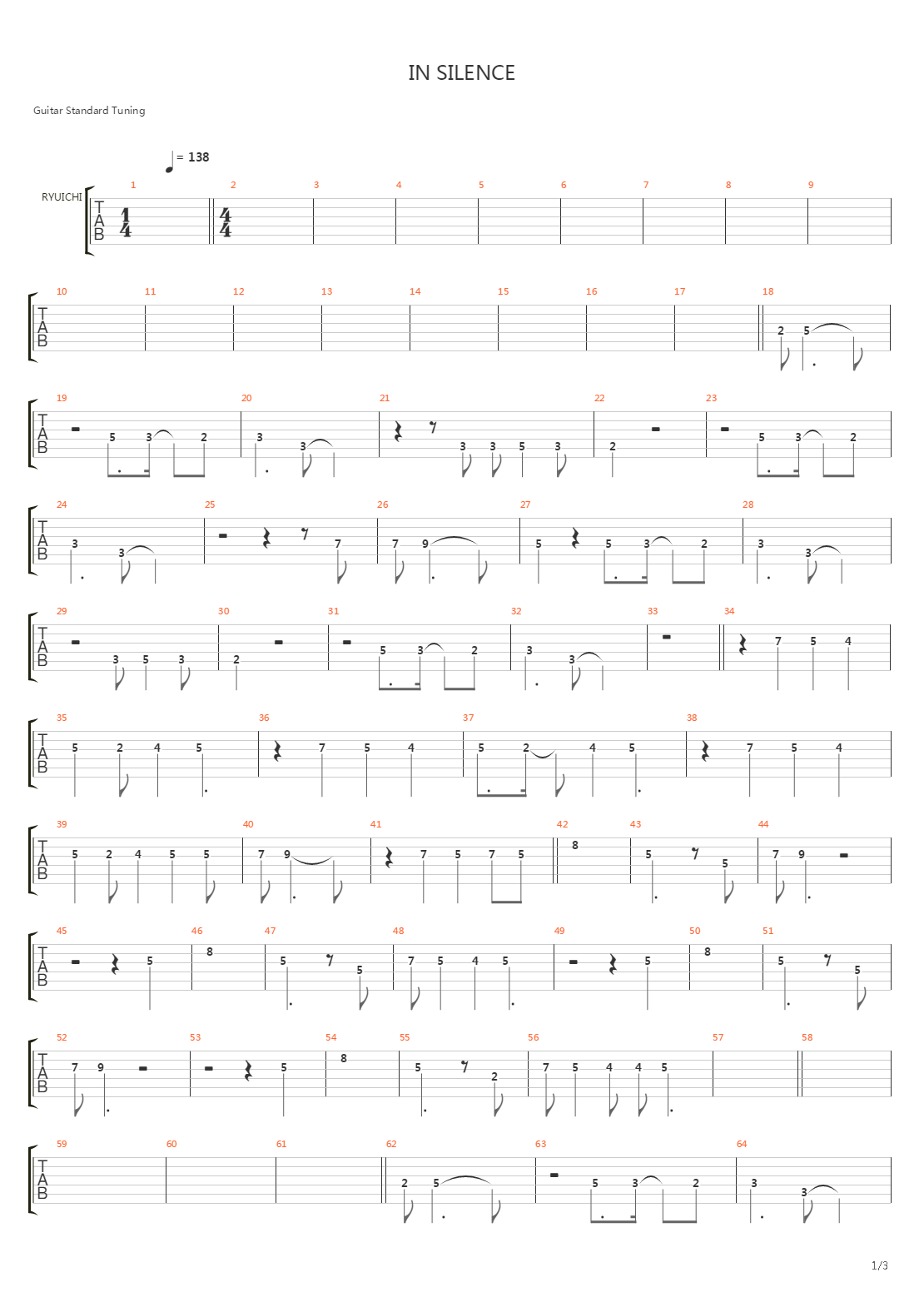 In Silence吉他谱