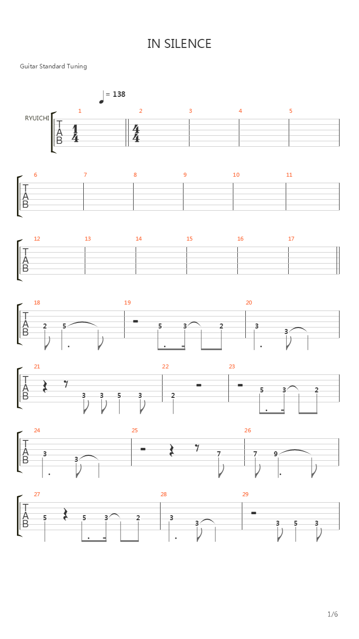 In Silence吉他谱