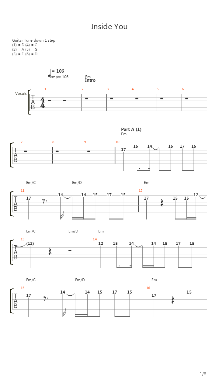 Inside You吉他谱