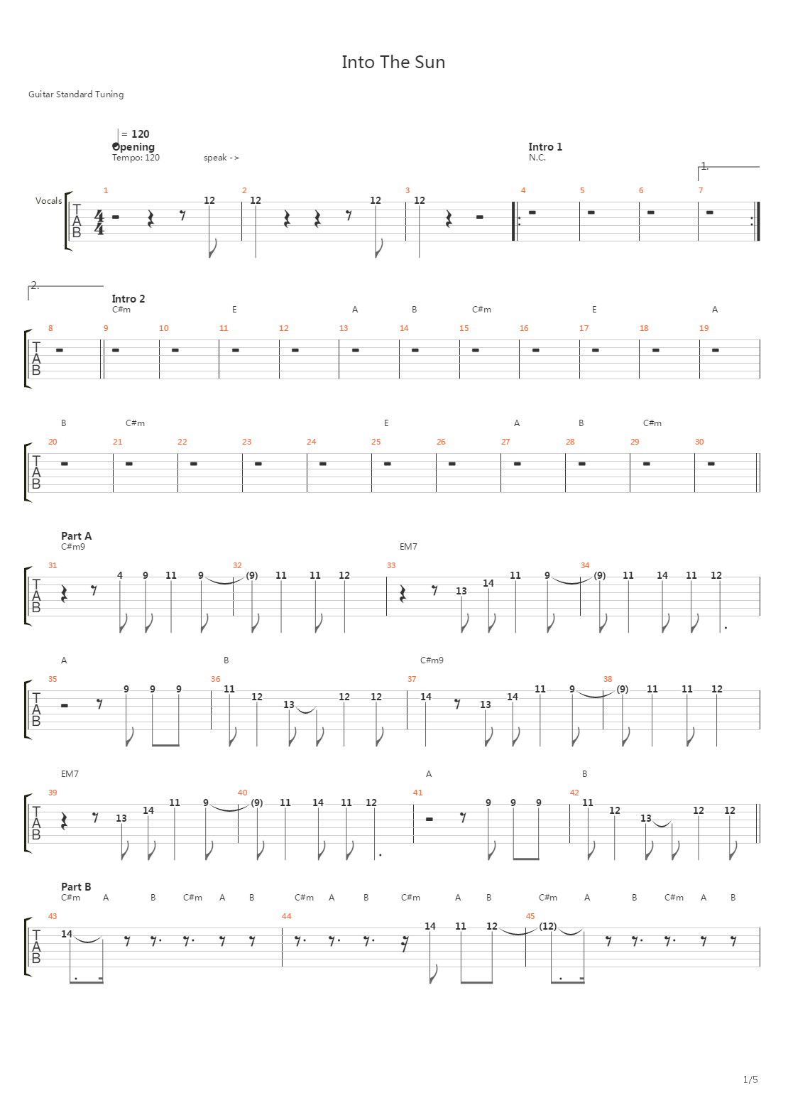 Into The Sun吉他谱