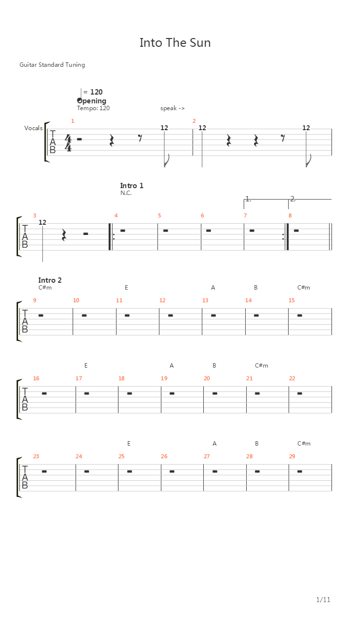 Into The Sun吉他谱