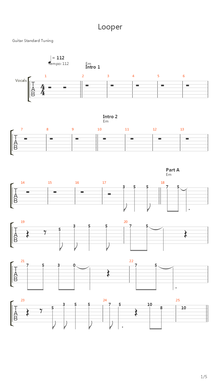 Looper吉他谱