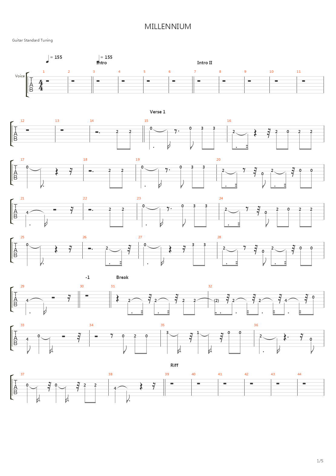 Millenium吉他谱