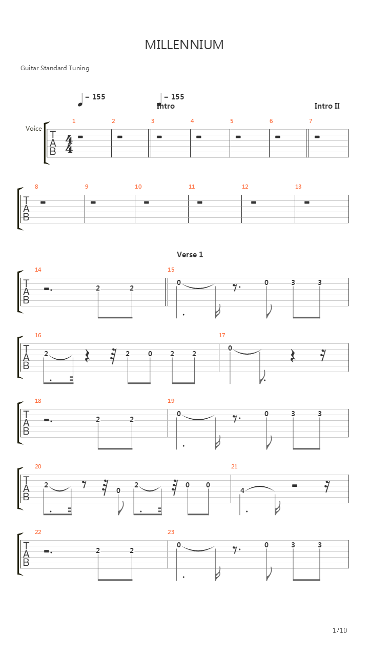 Millenium吉他谱