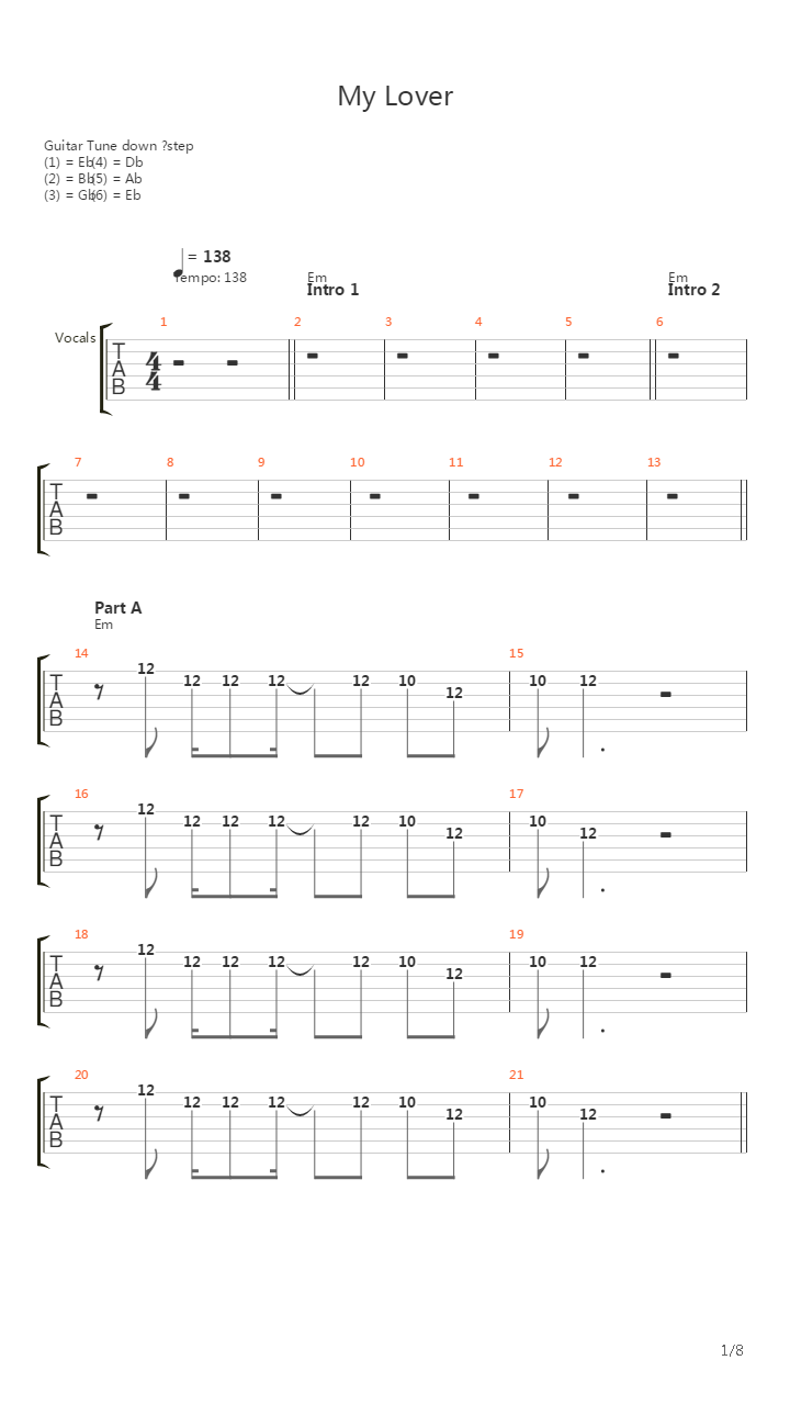 My Lover吉他谱
