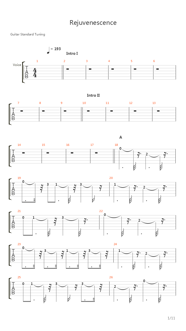 Rejuvenescence吉他谱