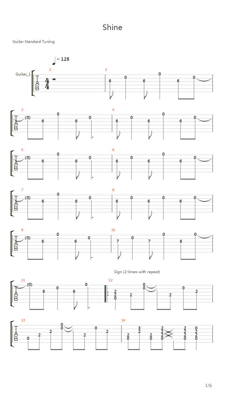 Shine吉他谱