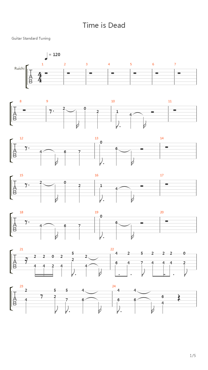 Time Is Dead吉他谱