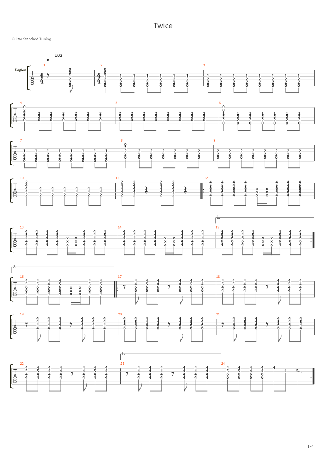 Twice吉他谱
