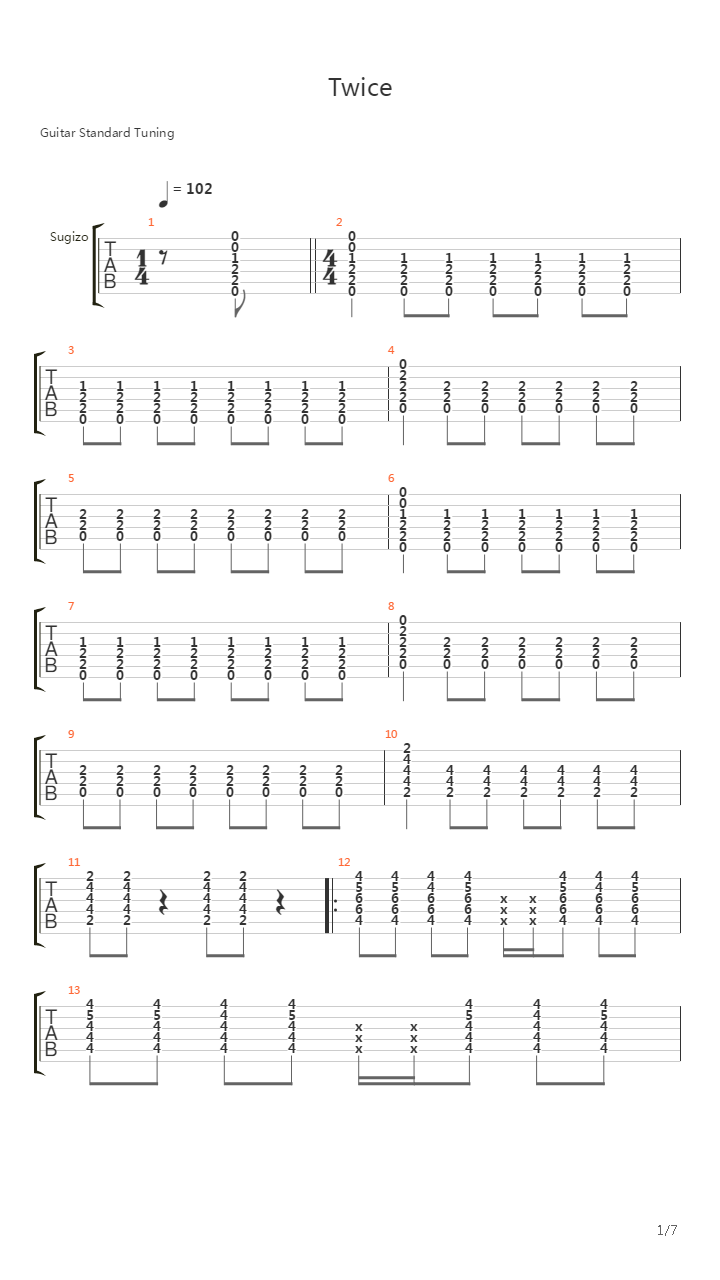 Twice吉他谱
