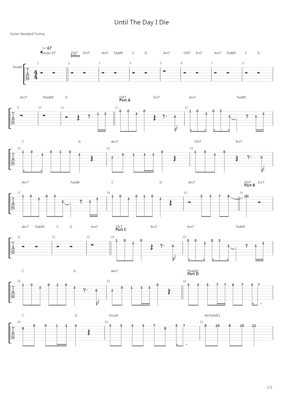 Until The Day I Die吉他谱