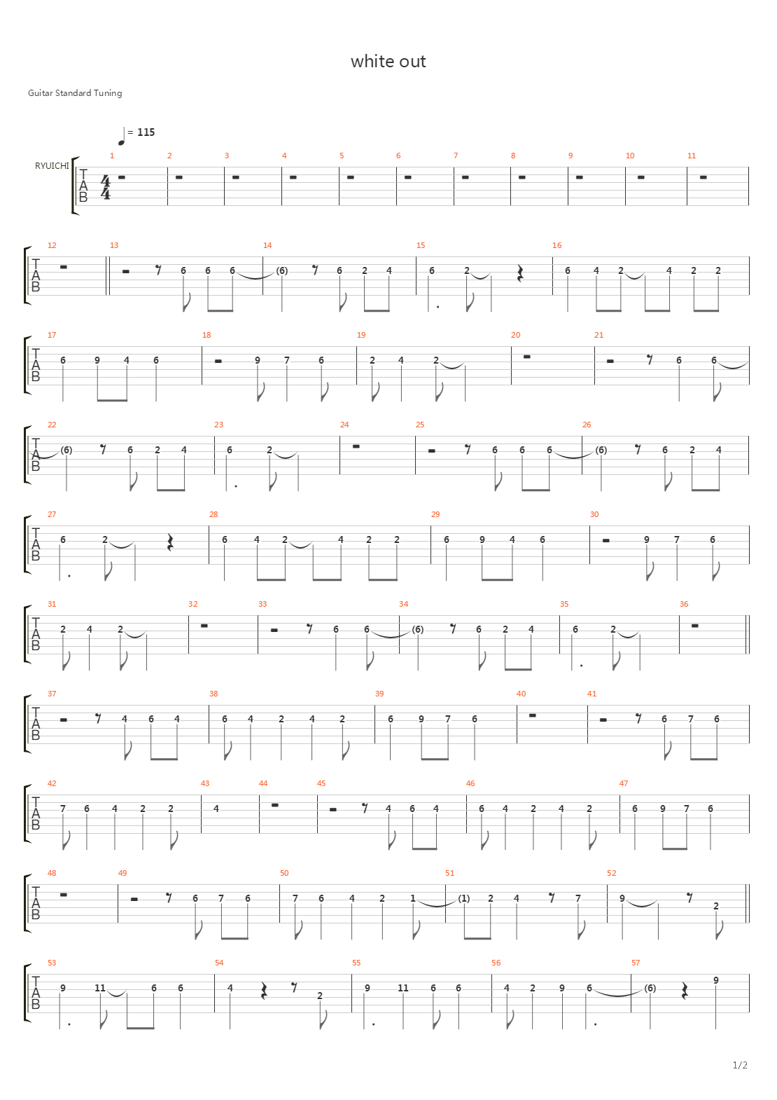 White Out吉他谱