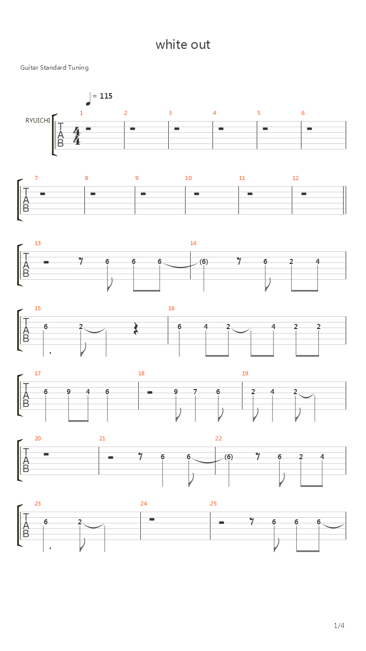 White Out吉他谱