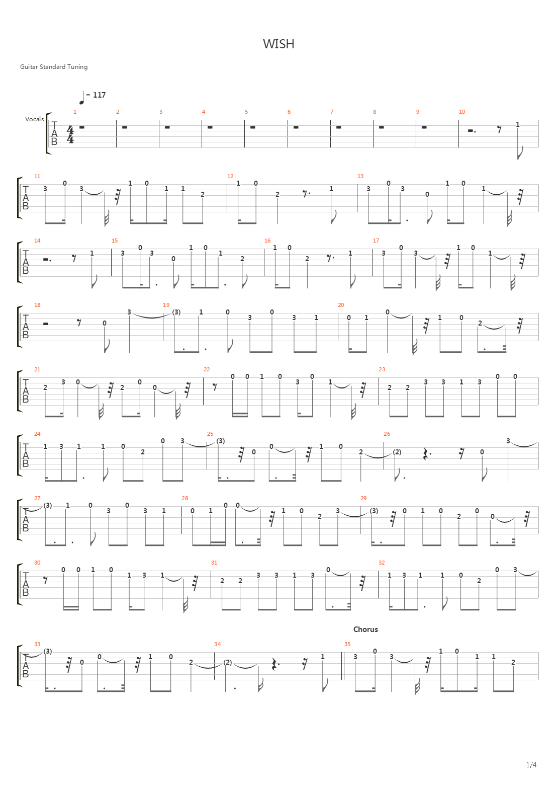 Wish吉他谱