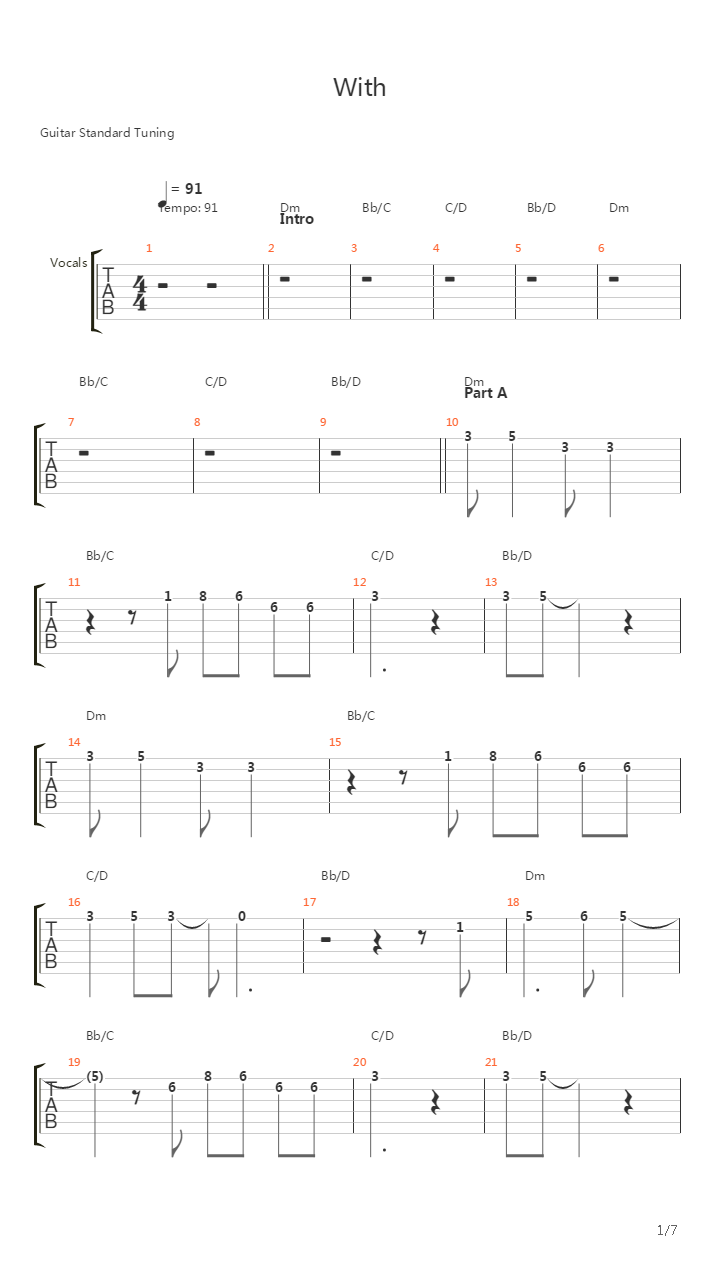 With吉他谱