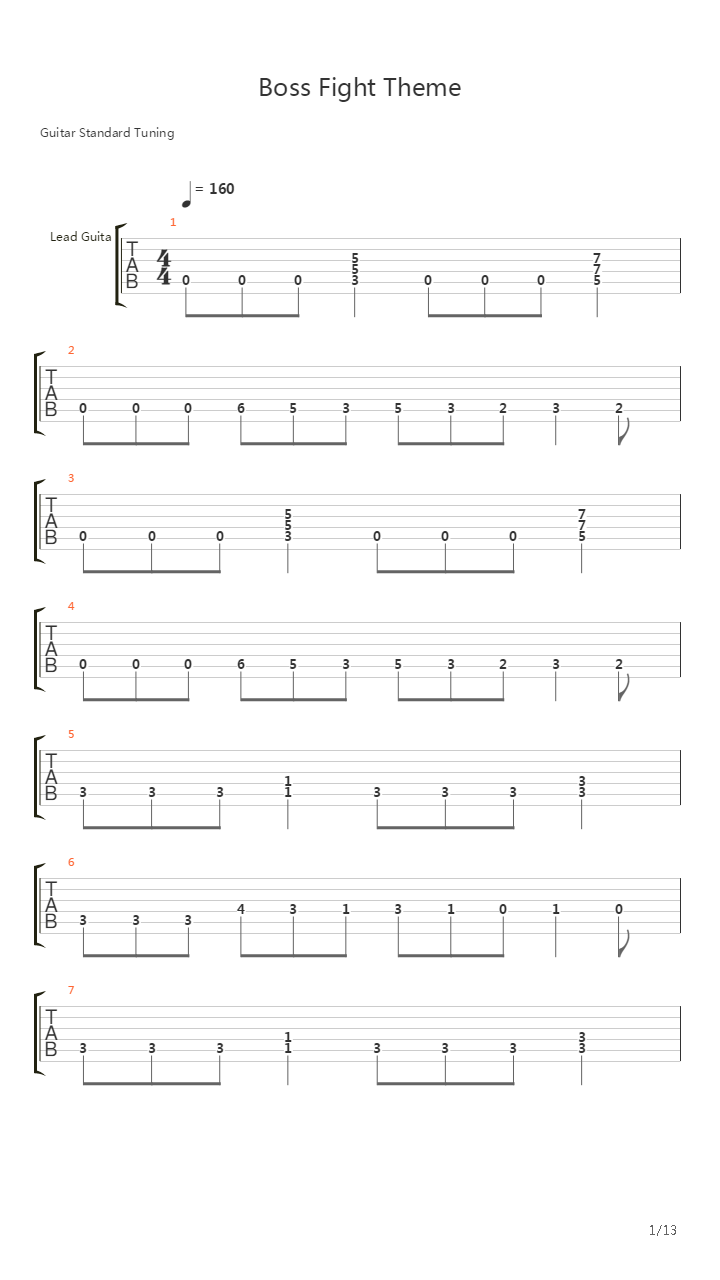 最终幻想 - Boss Fight Theme吉他谱