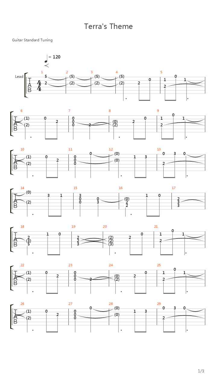 最终幻想3 - Terras Theme吉他谱