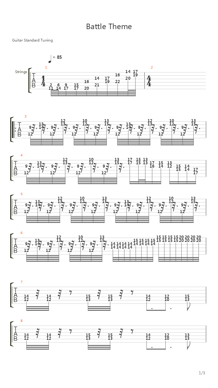 最终幻想6 - Battle Theme吉他谱