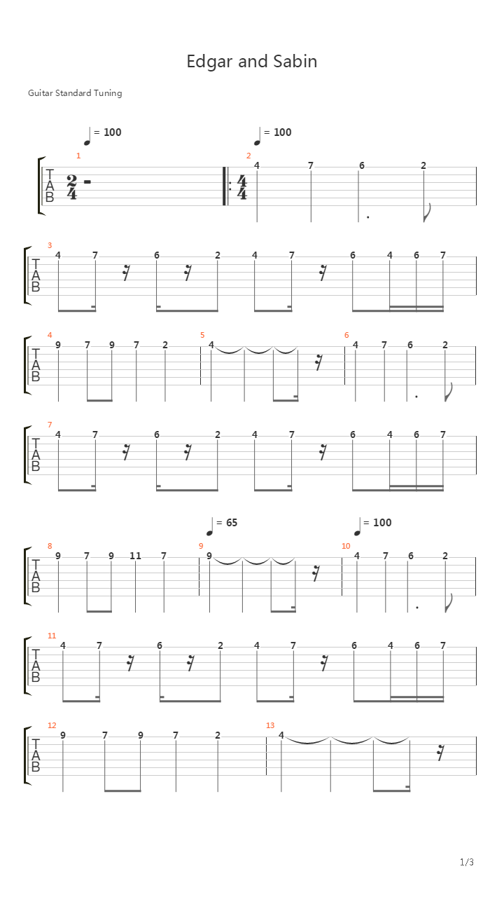 最终幻想6 - Edgar And Sabin吉他谱