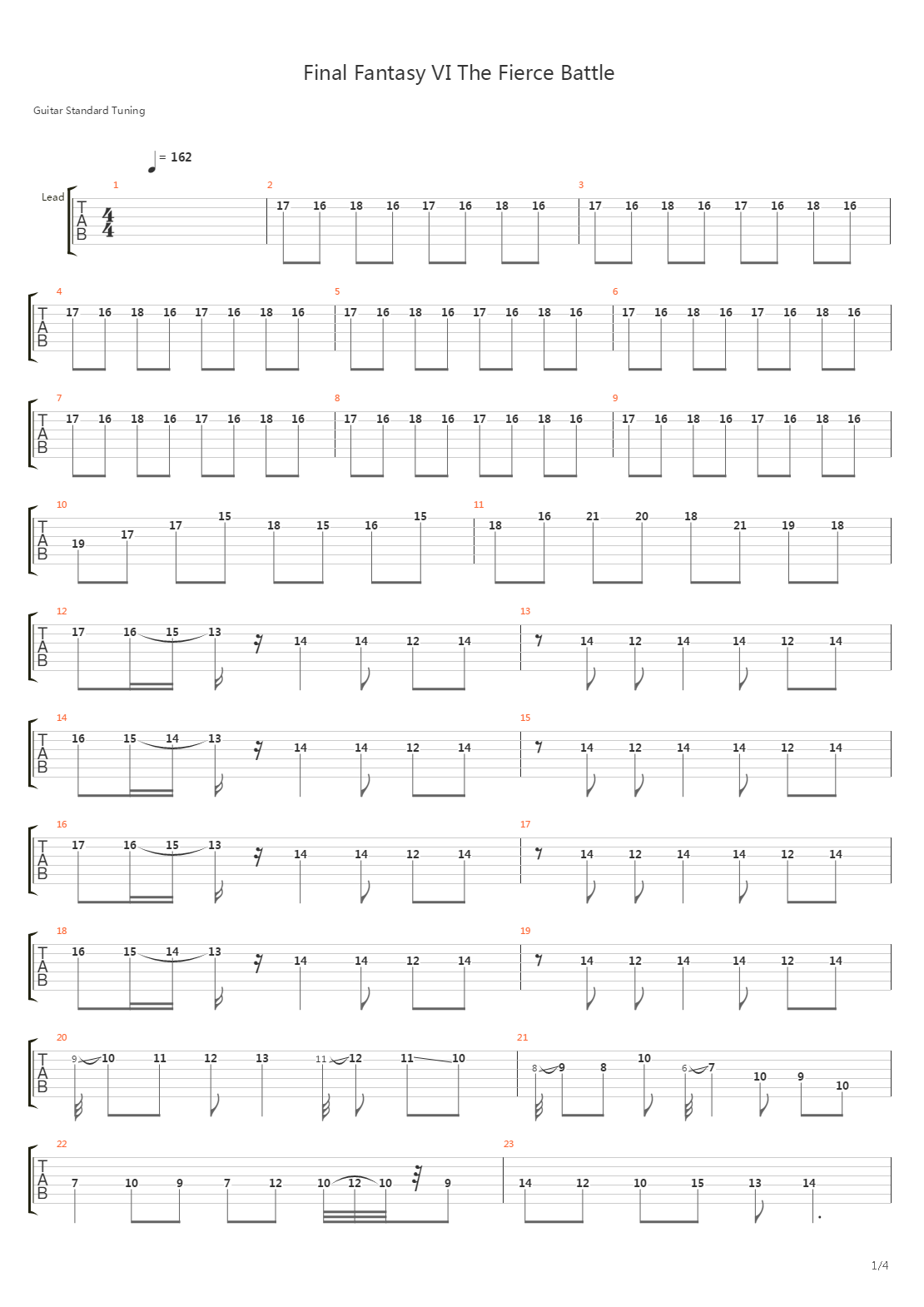 最终幻想6 - The Fierce Battle吉他谱
