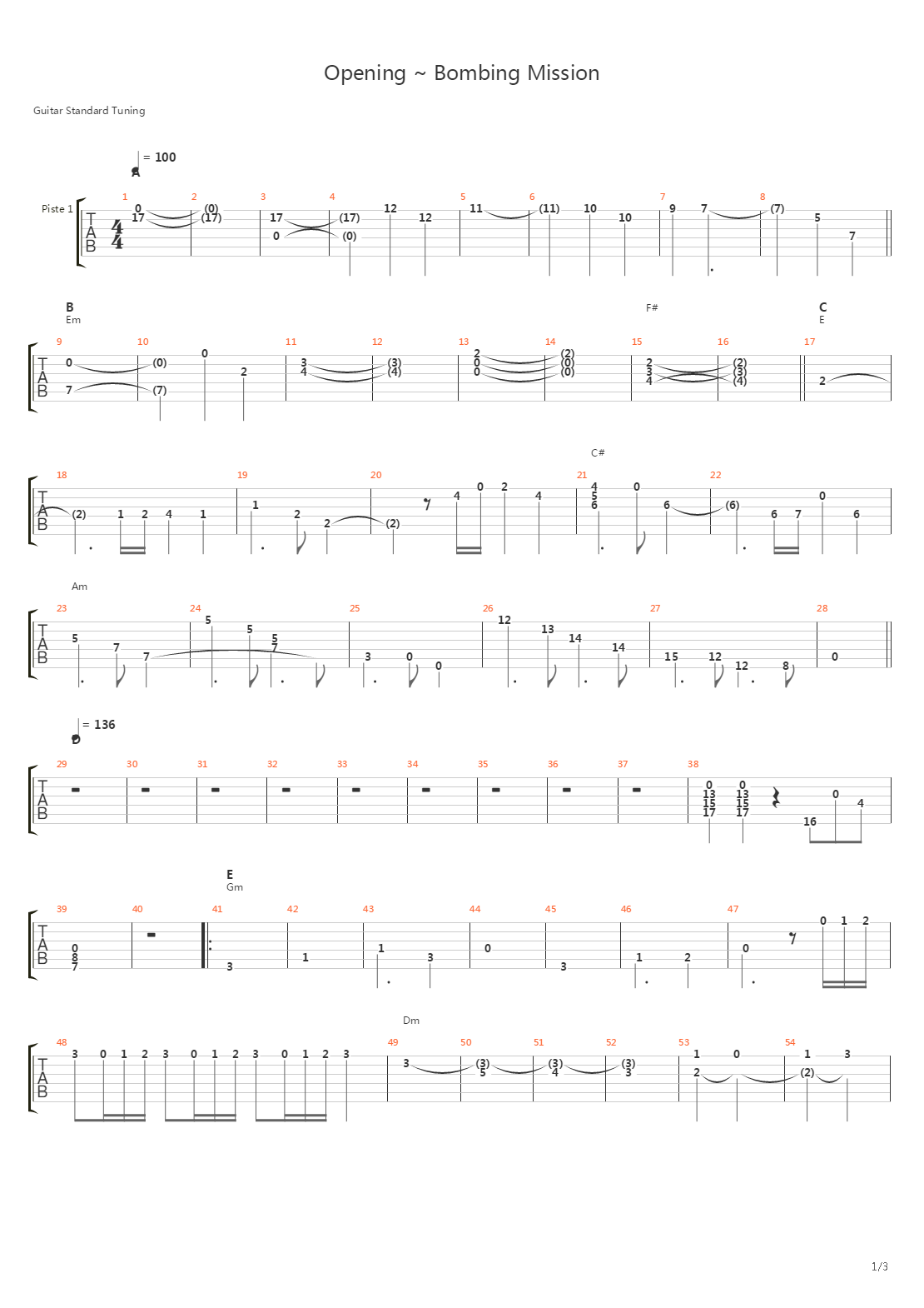 最终幻想7 - Opening Bombing Mission吉他谱