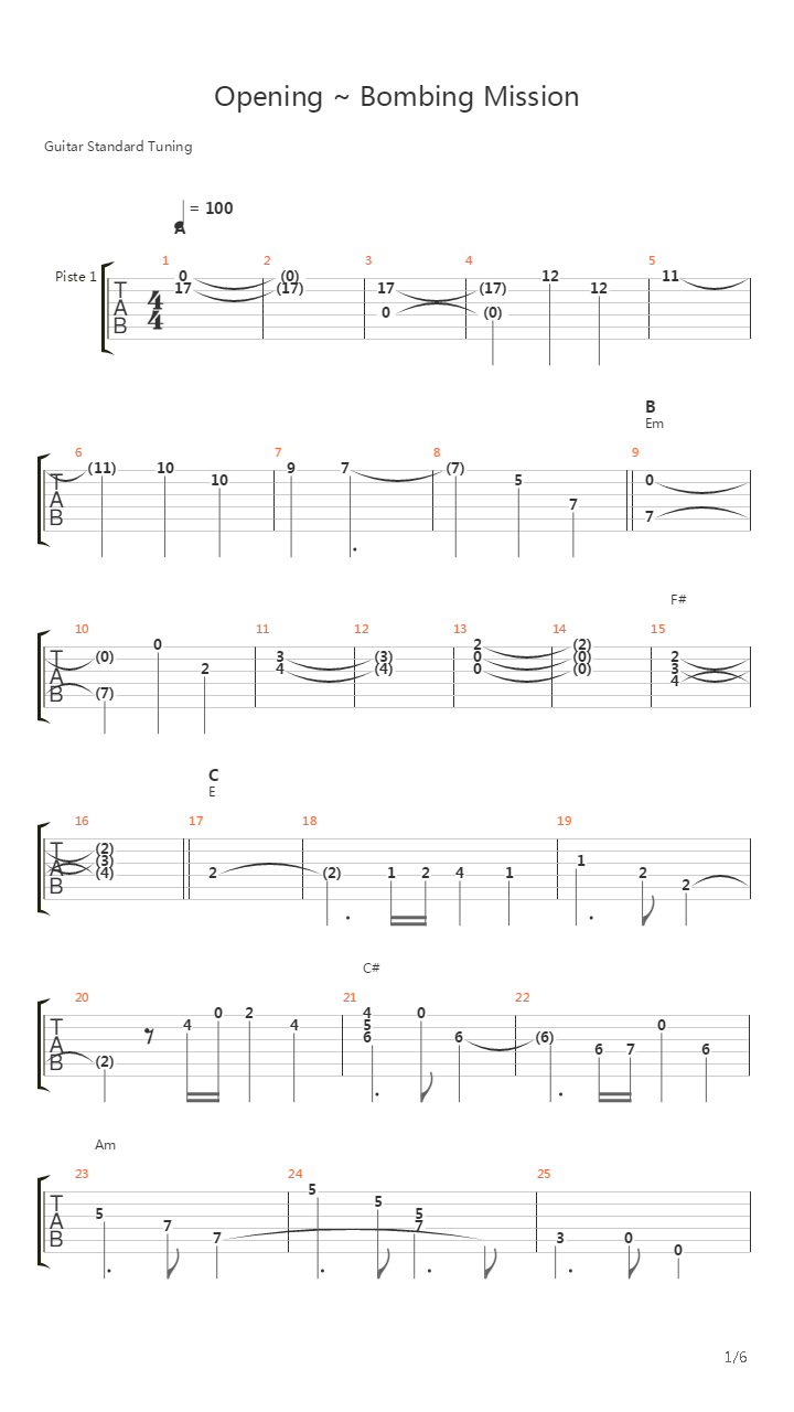 最终幻想7 - Opening Bombing Mission吉他谱
