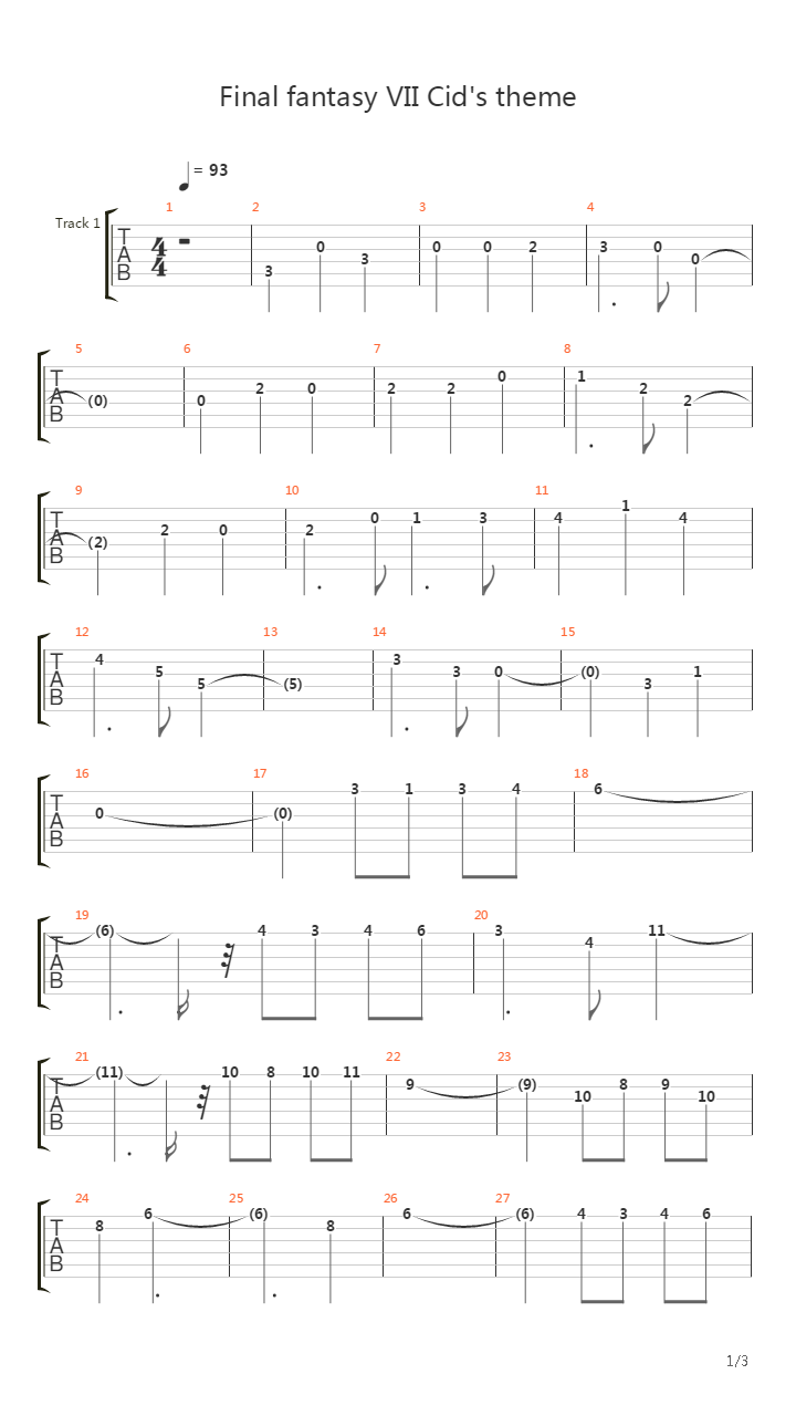 最终幻想9 - Cid Highwinds Theme吉他谱