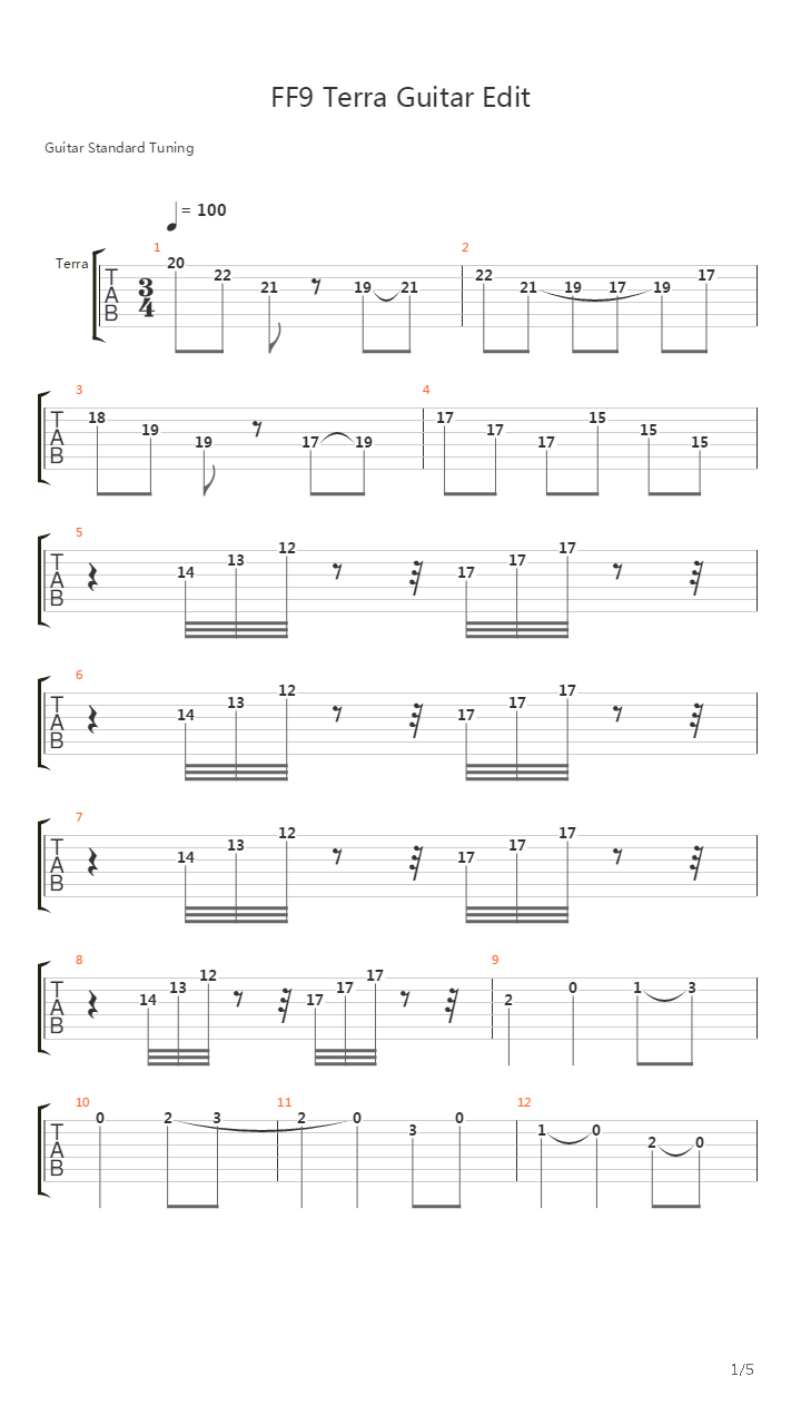最终幻想9 - Terra吉他谱