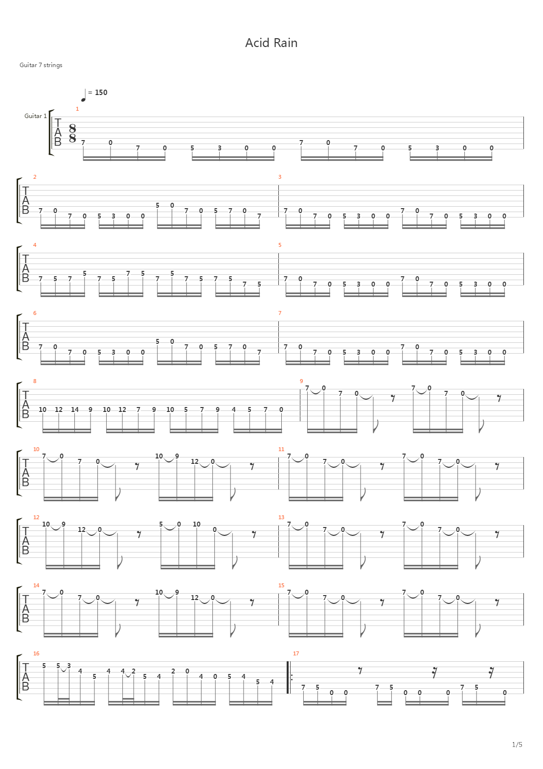 Acid Rain吉他谱