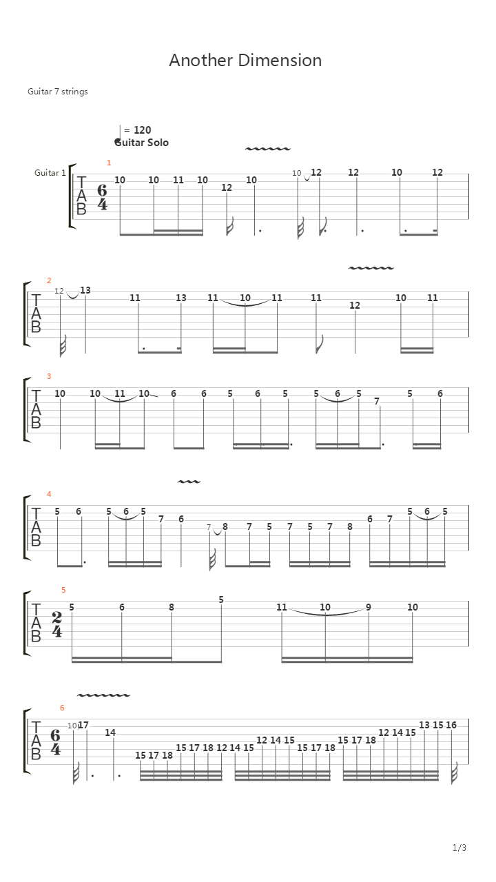 Another Dimension吉他谱