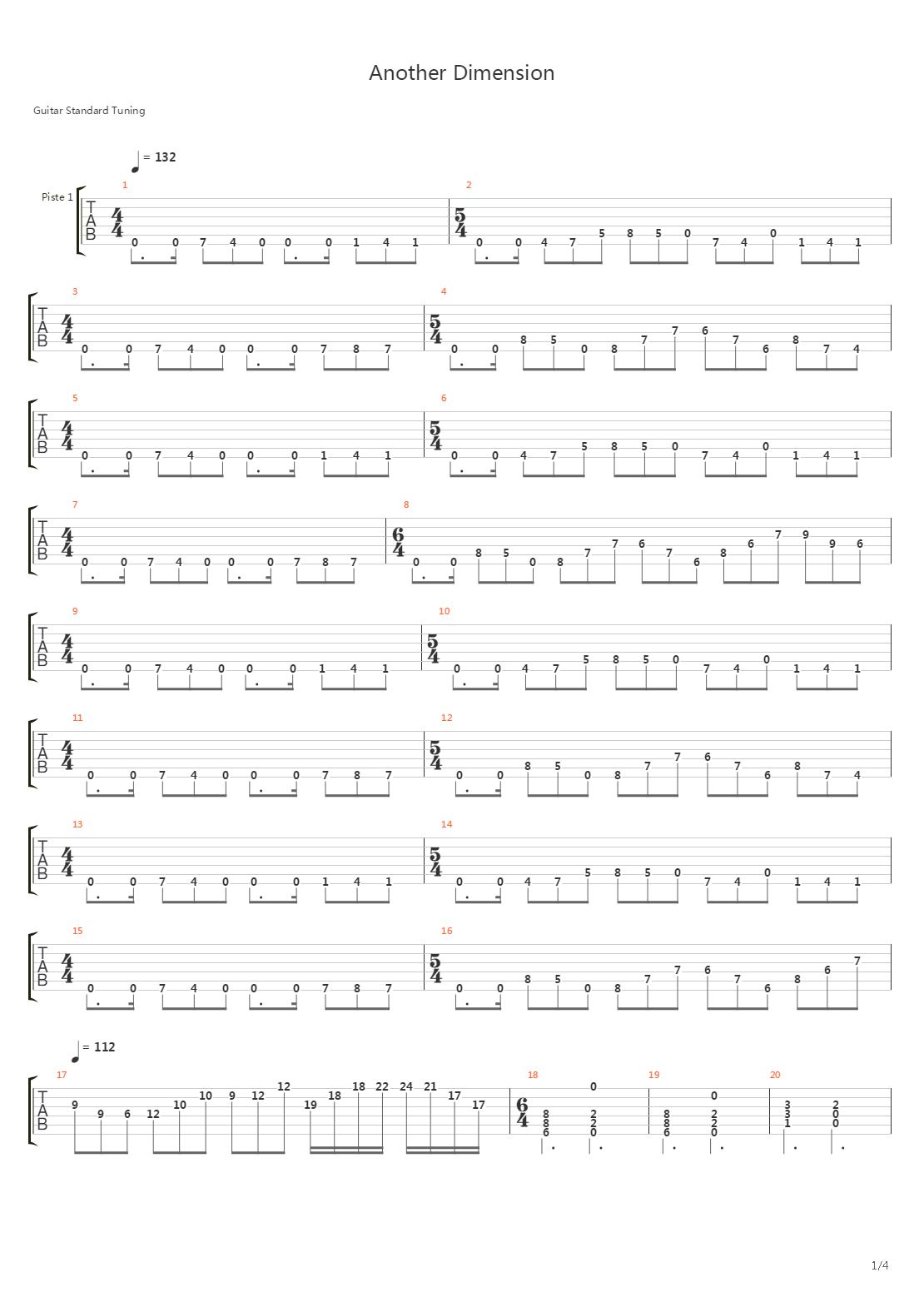 Another Dimension吉他谱