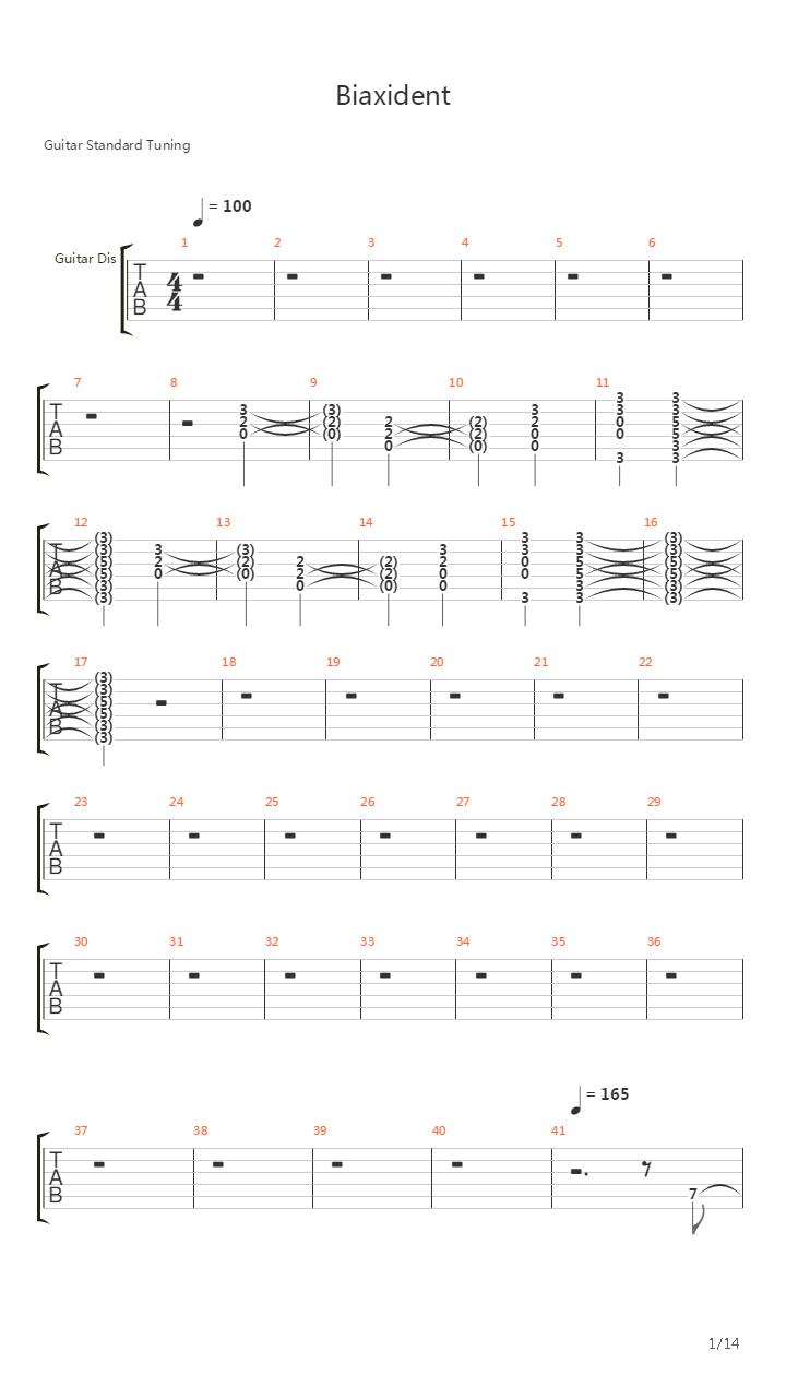 Biaxident吉他谱