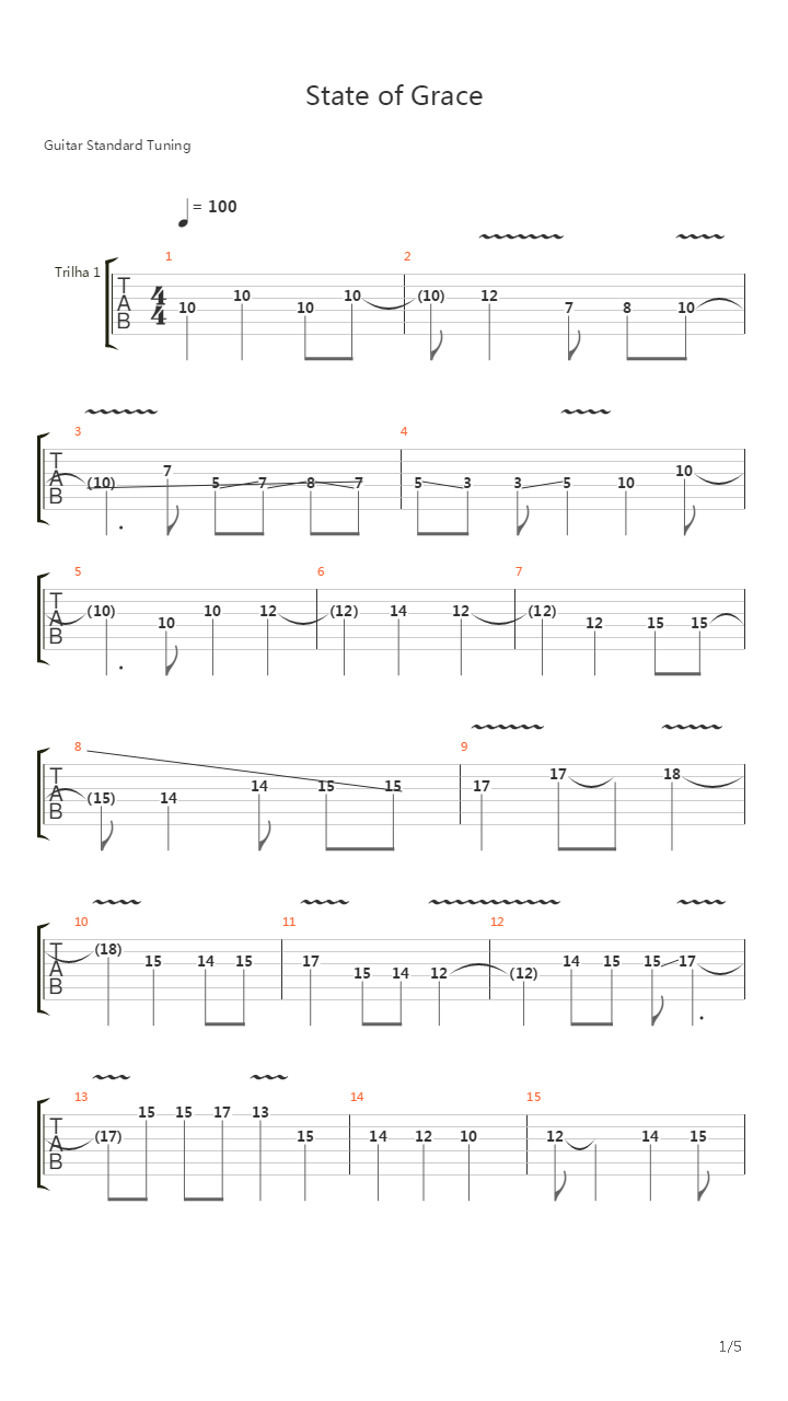 State Of Grace吉他谱