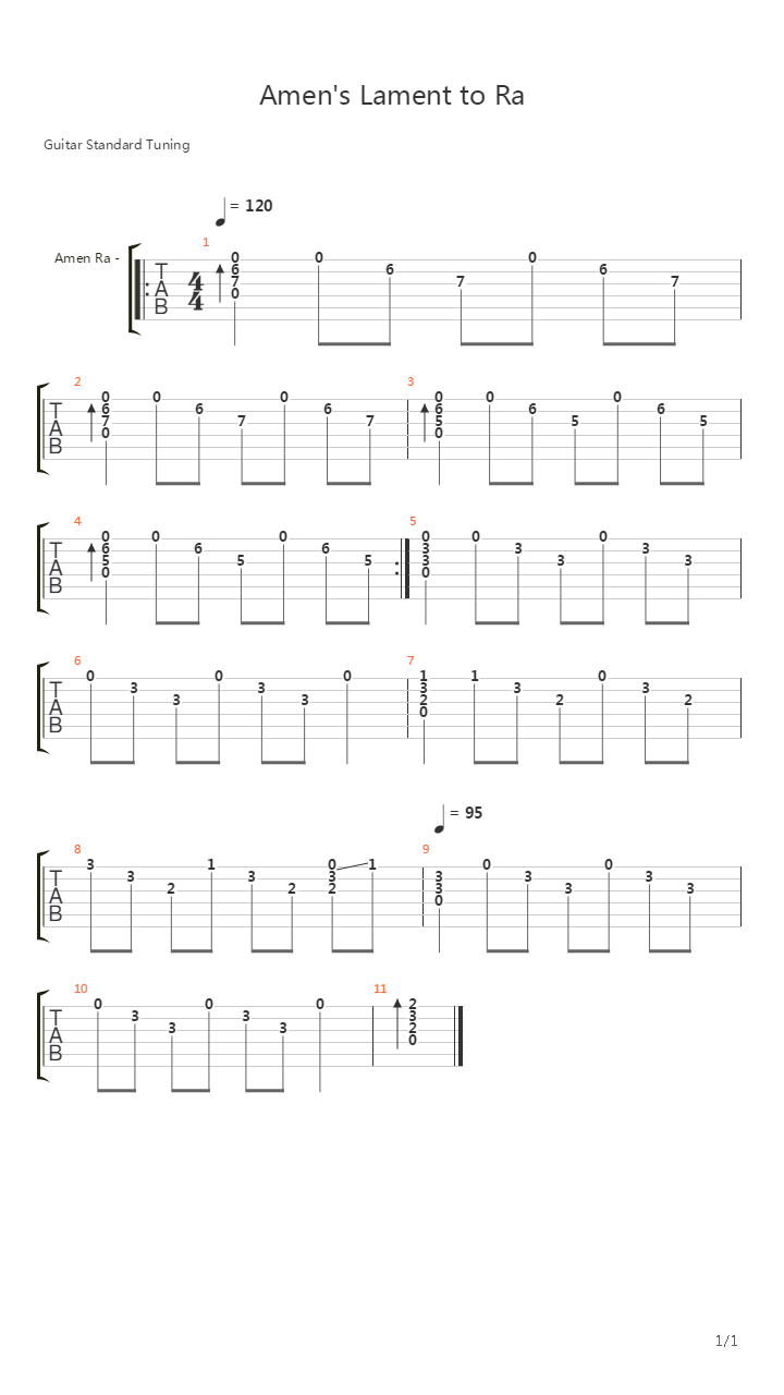 Amens Lament To Ra吉他谱