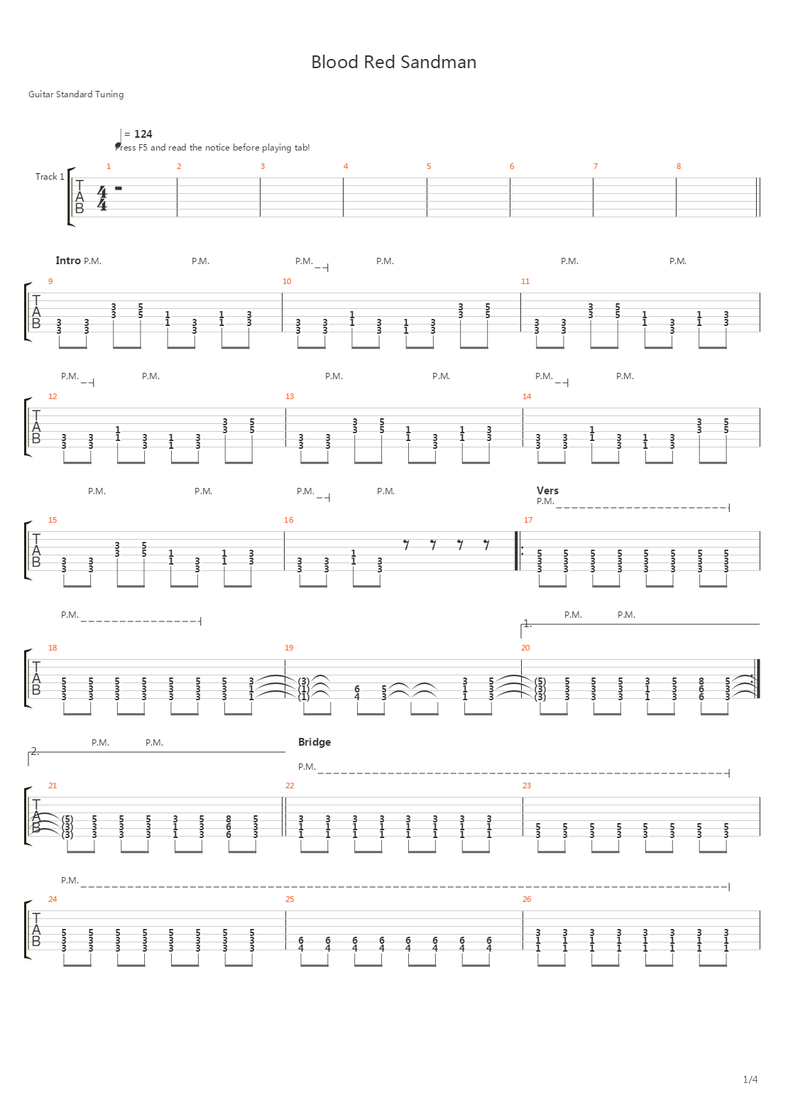 Blood Red Sandman吉他谱