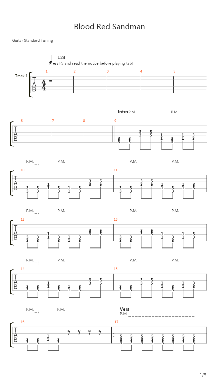 Blood Red Sandman吉他谱