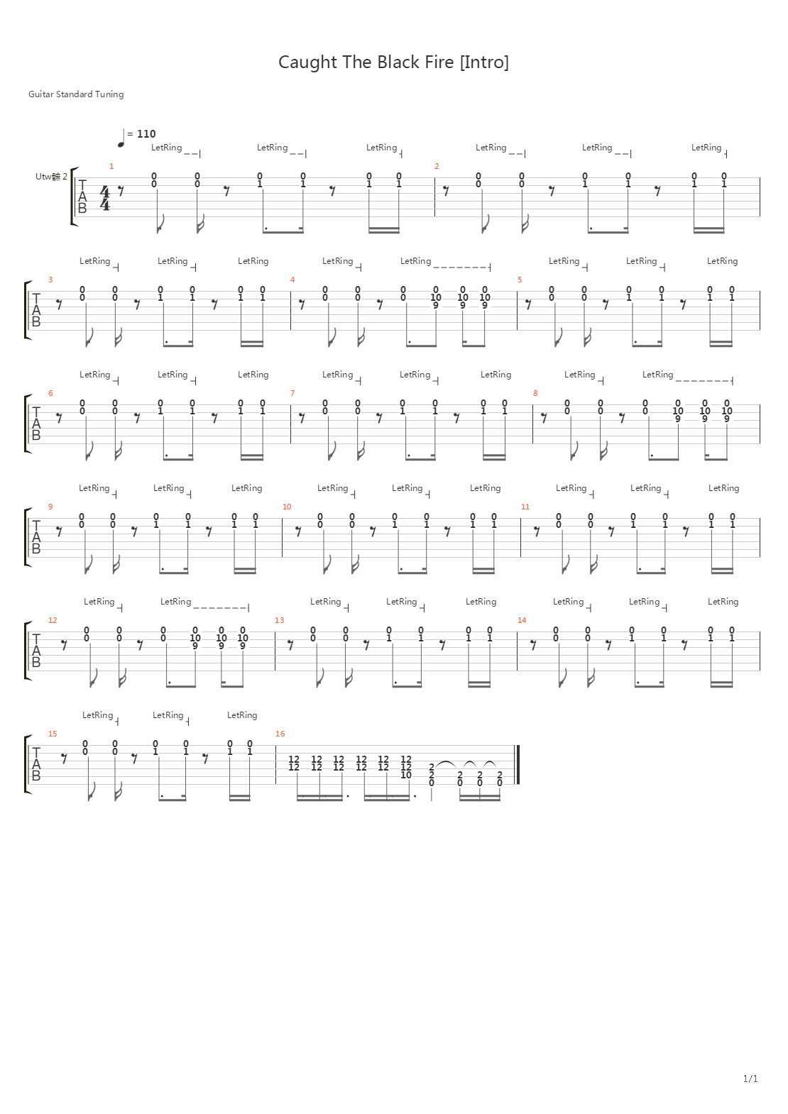 Caught The Black Fire吉他谱