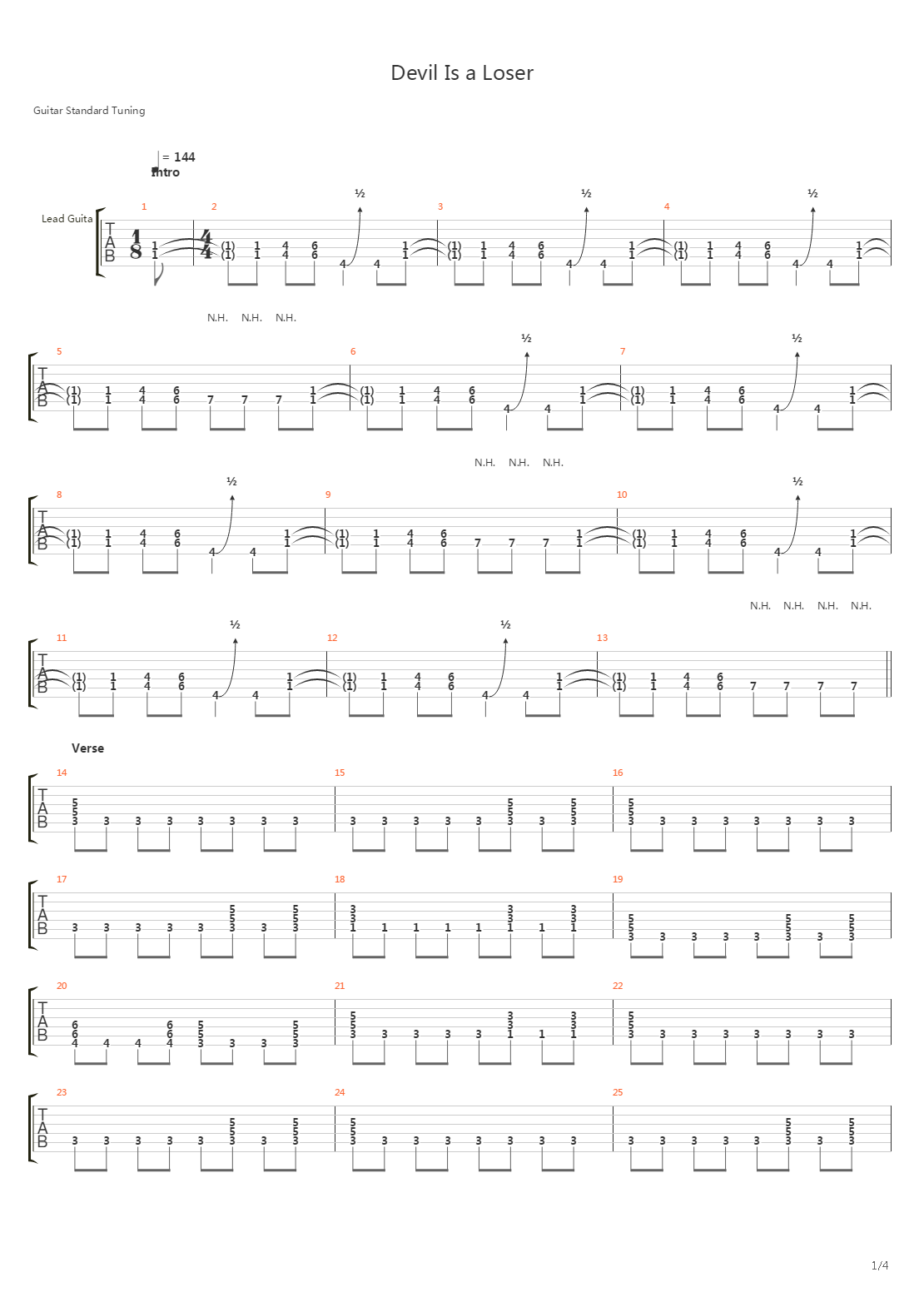 Devil Is A Loser吉他谱