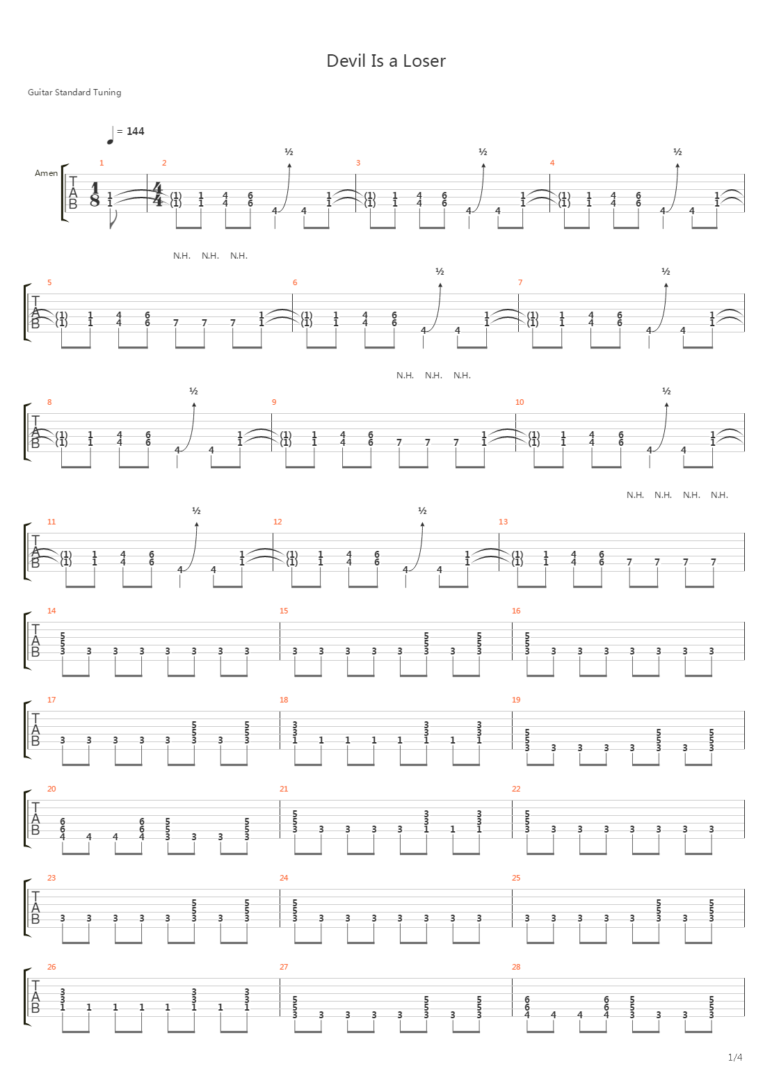 Devil Is A Loser吉他谱