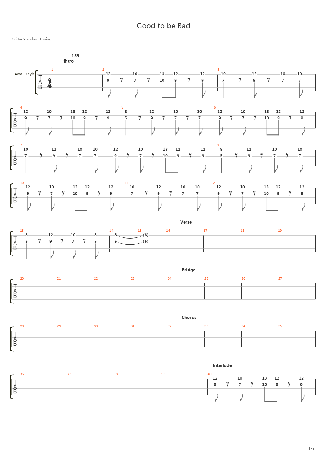 Good To Be Bad吉他谱