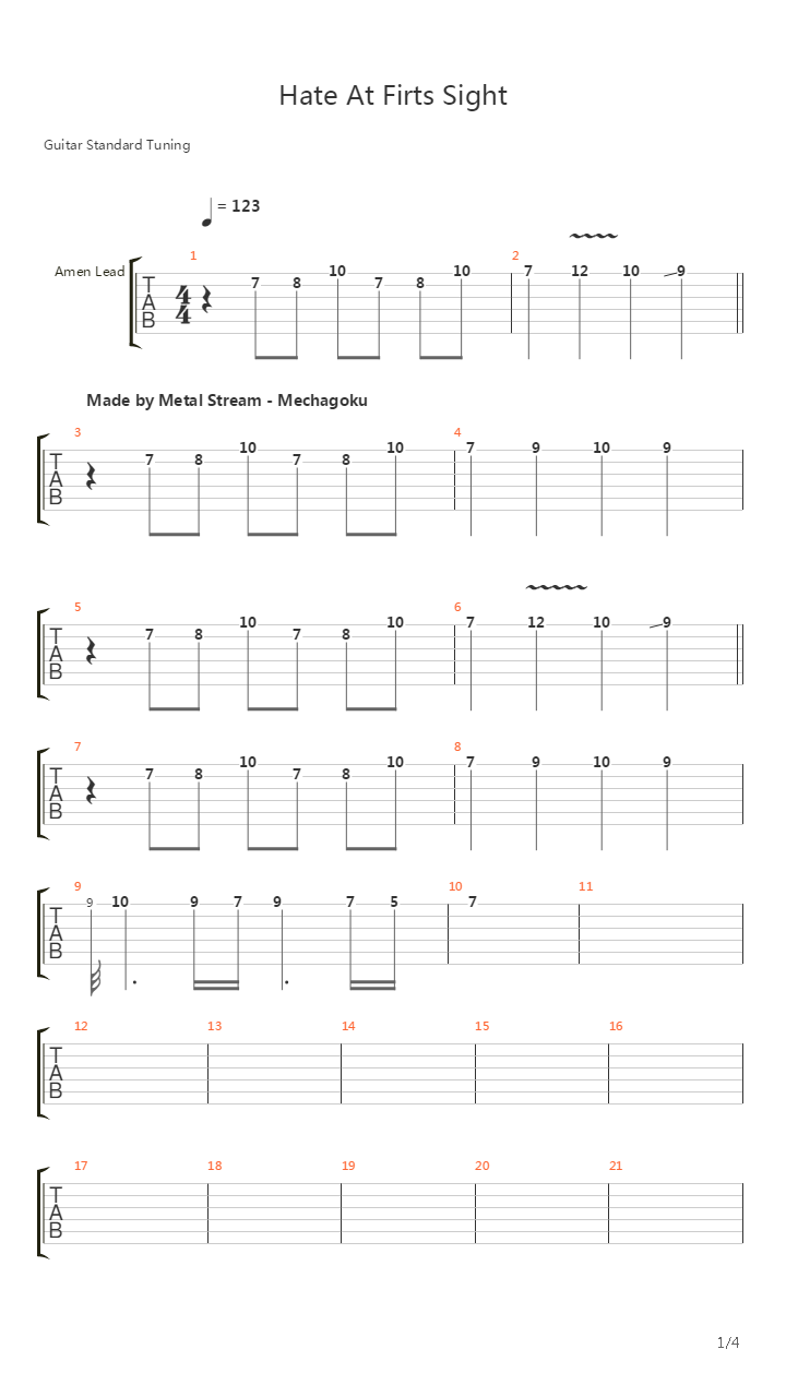 Hate At First Sigth吉他谱