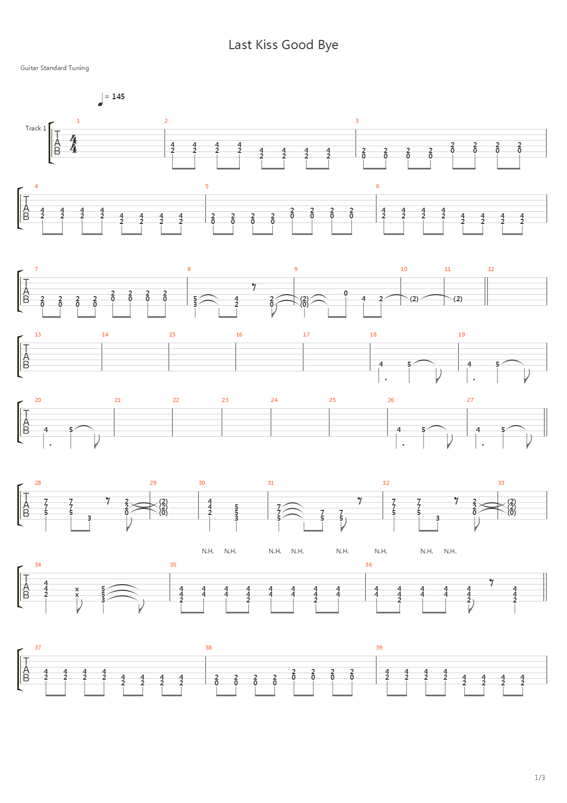 Last Kiss Goodbye吉他谱
