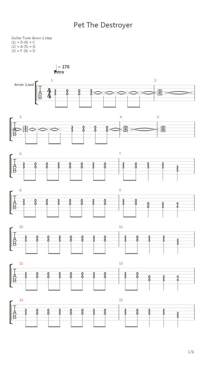 Pet The Destroyer吉他谱