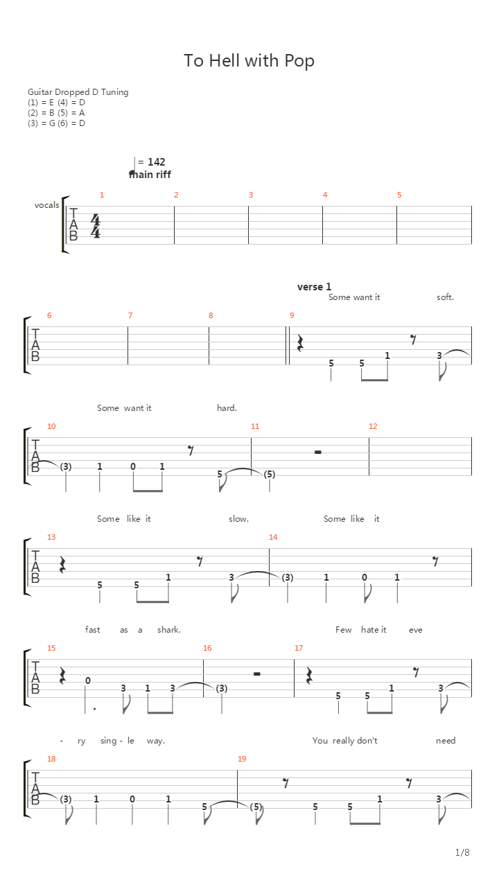 To Hell With Pop吉他谱