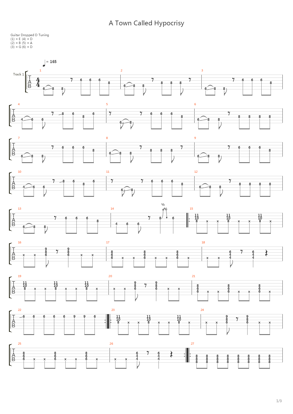 A Town Called Hypocrisy吉他谱