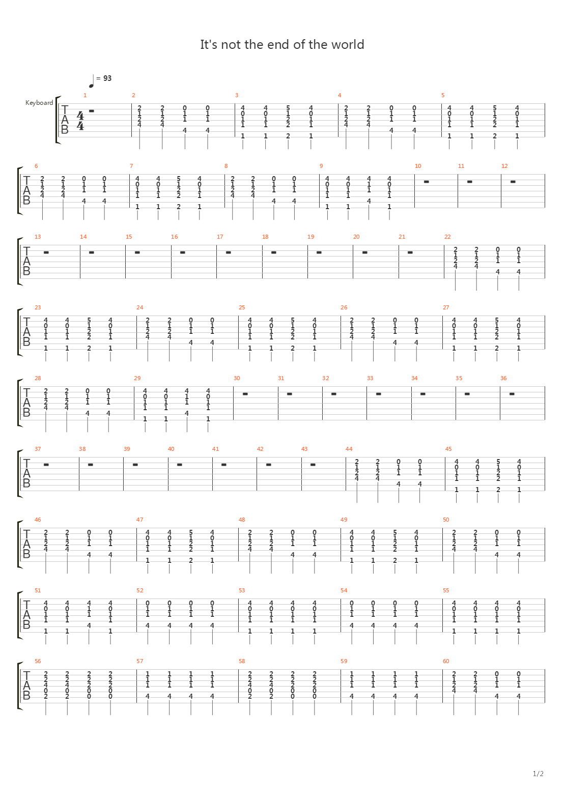 Its Not The End Of The World吉他谱