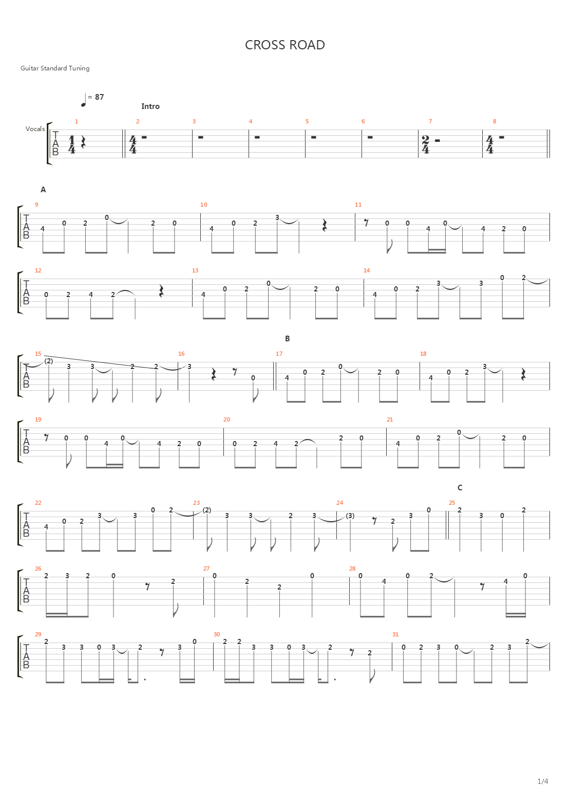 Cross Road吉他谱