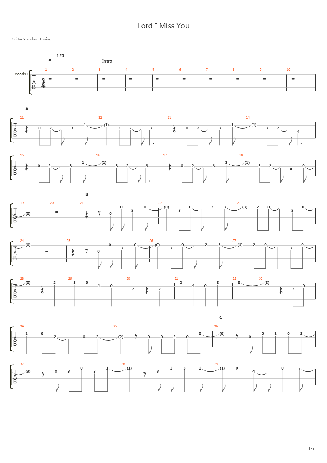 Lord I Miss You吉他谱